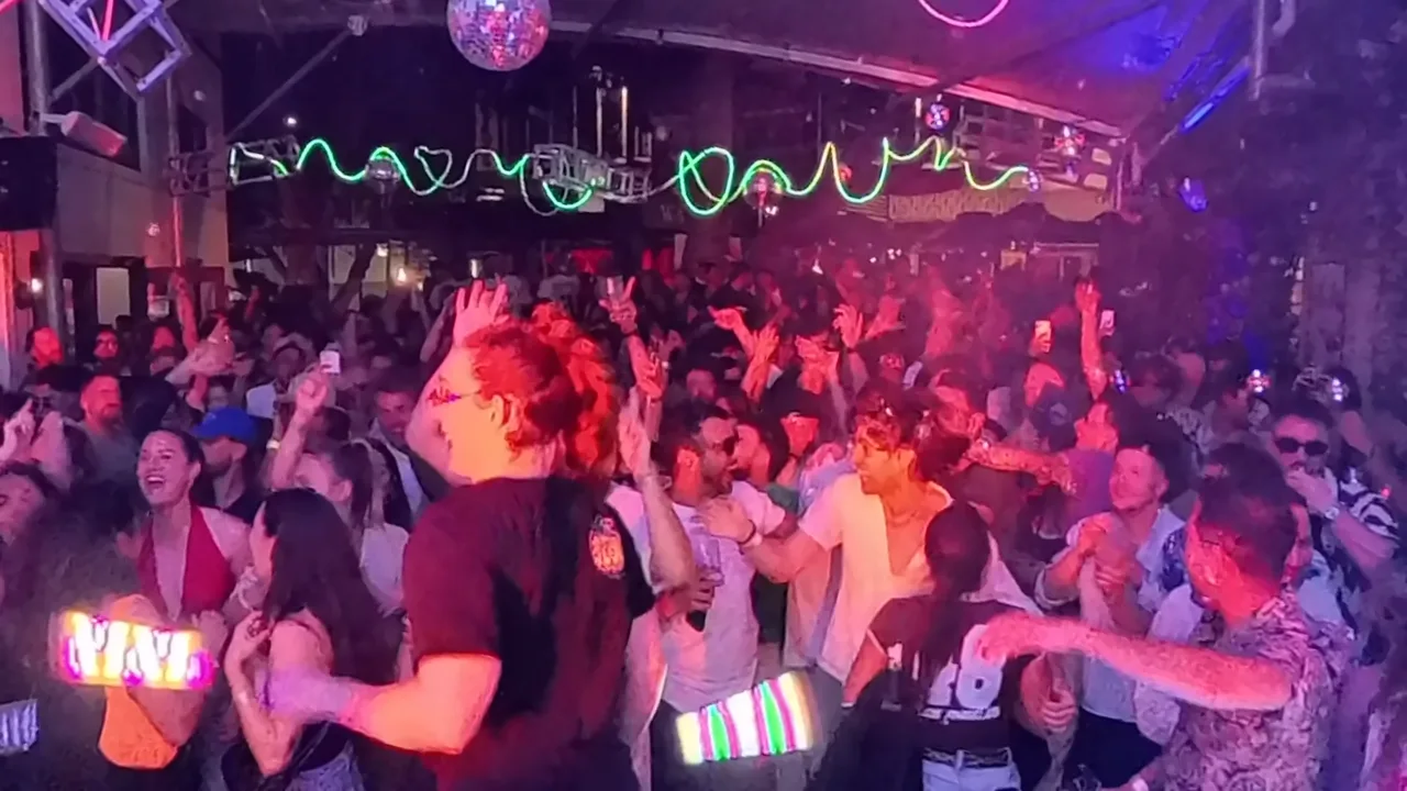 Hands in the air on the dance floor at Back To Boogie Wonderland, Watson's EQ, Sydney